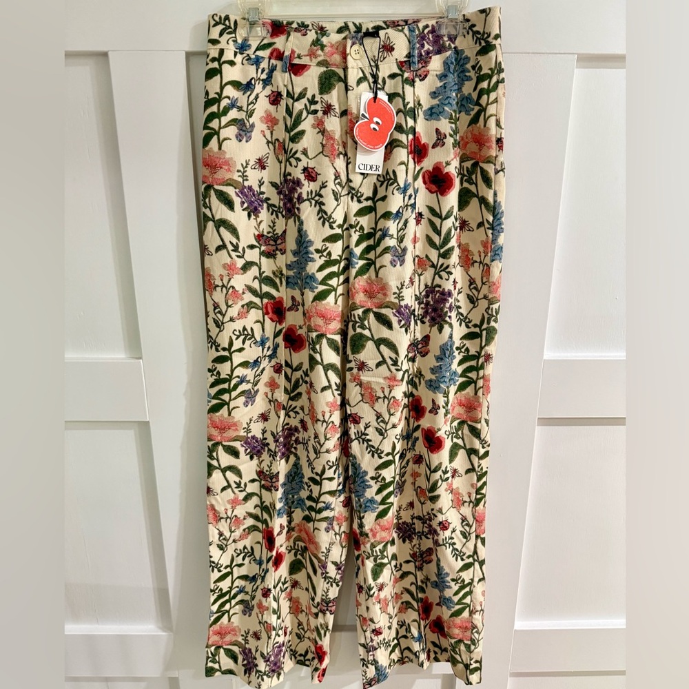 Floral Wide-Leg Pants - Cream Multi - Picture 3 of 6